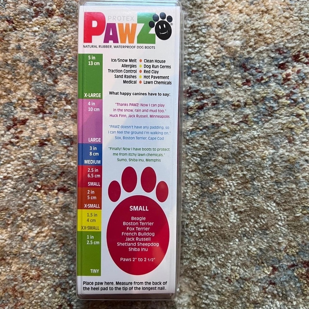Pawz Rubber DOG Boots Red Small 12 Pack Disposable Waterproof Reusable Boots - Picture 2 of 2
